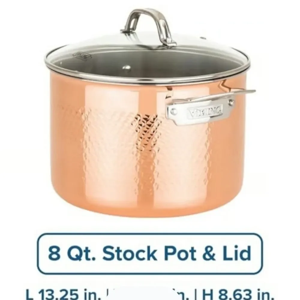 Viking Hammered Copper Clad 3-Ply 8QT Stock Pot w/ Lid